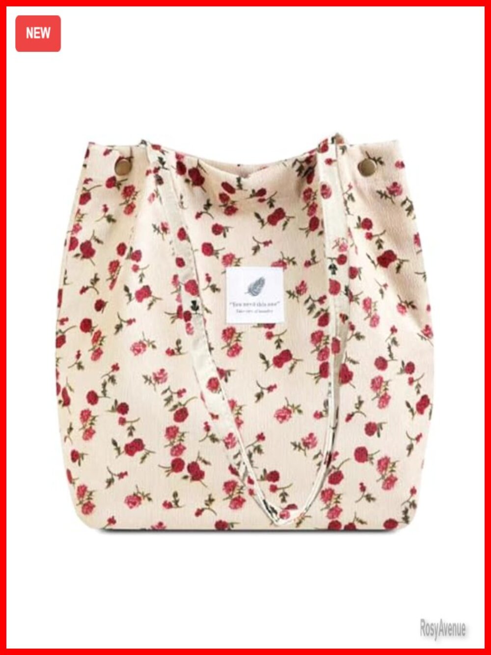 Corduroy Quilted Tote Bag Large Capacity Inner Pockets Shoulder Bag